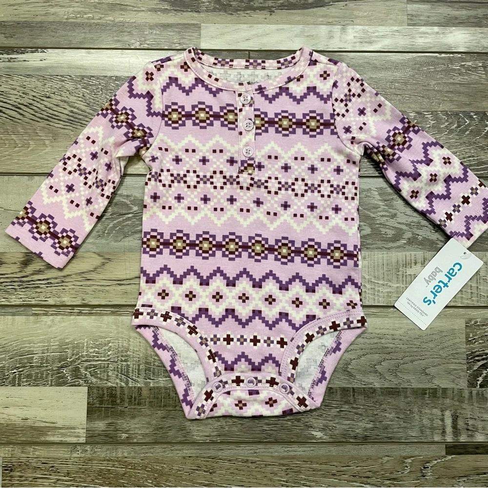 Carter’s Nordic Pattern Long Sleeve Bodysuit 3 Months NWT